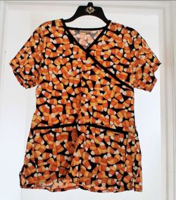 Halloween Candy corn print scrub top