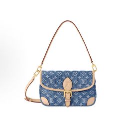 LOUIS VUITTON Diane Blue Denim Logo Full Print Monogram Denim Crossbody Shoulder Bag(18)12
