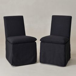 Diane Slipcover Performance Dining Chairs with Casters Set Of 2