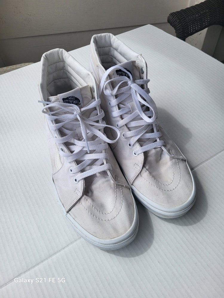 Vans White Canvas High top Shoe Size 12