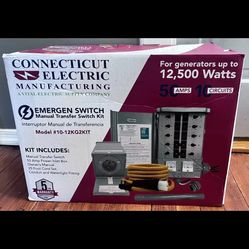 Emergen 50A 10 Circuits G2 Manual Transfer Switch Kit w/50A Inlet & 25 ft Cord