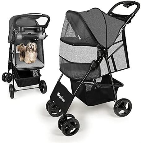 Pet Strollers for Cats and Dogs - 4 Wheels Wonfuss Pet Gear Travel Carriage Push
