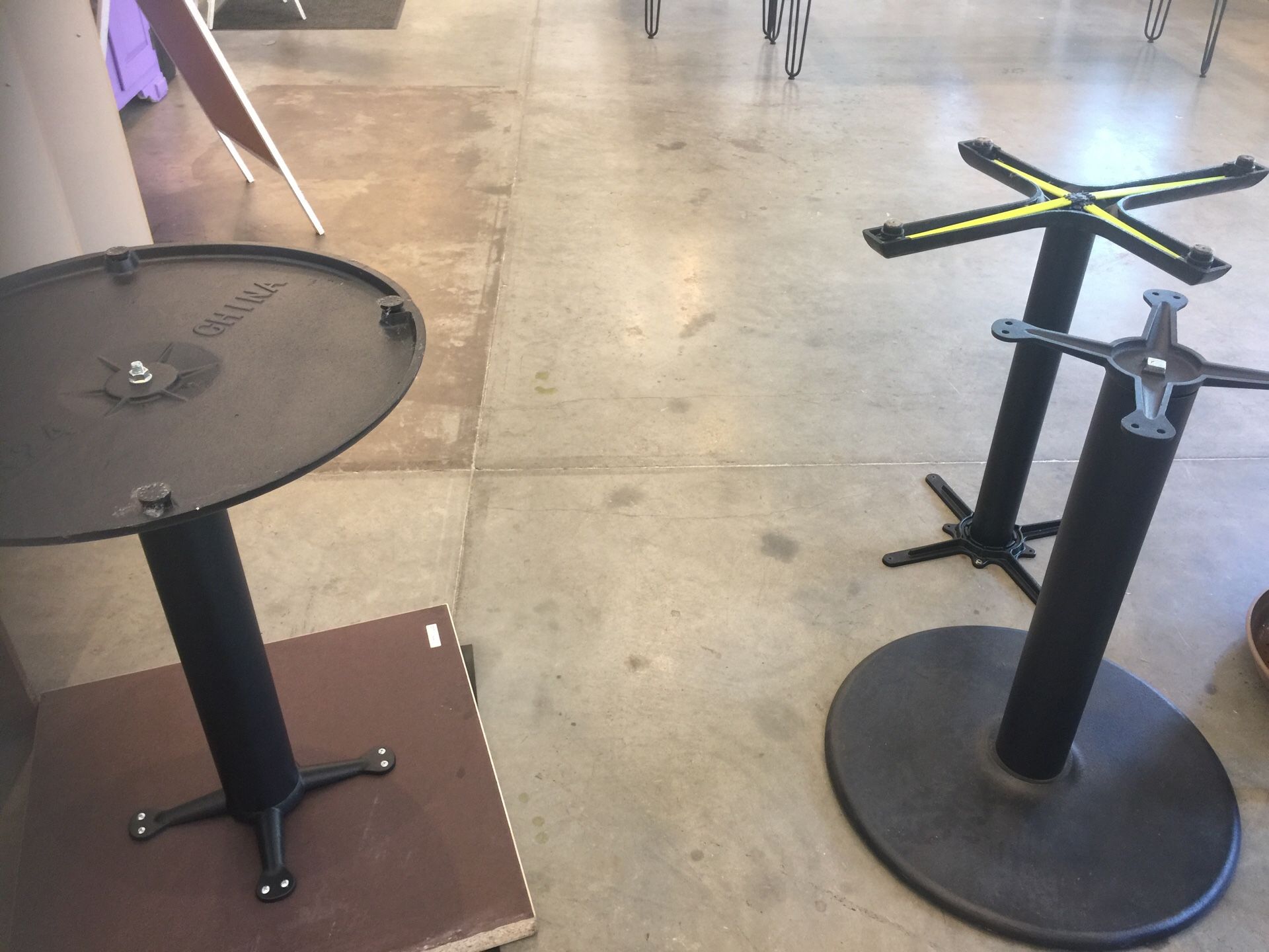 Table Bases - black, metal, (2) bistro style, restaurant