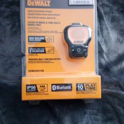 DeWalt Bluetooth Up To 10 Hour Play Time Waste Less Than 2 Oz Big Sound Small Design Listen To Music And Take Calls Hands-free