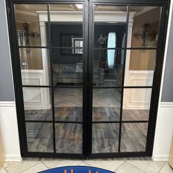8 Lite Metal Interior French Doors 72x80