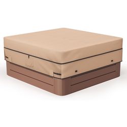 Outdoor Waterproof 600D Square Hot Tub Cover 85 x 85 Inch Fit 84 x 84 or 83 x 83 or 82 x 82 Inch or 7 ft x 7 ft Heavy Duty Spa Cover Protectors