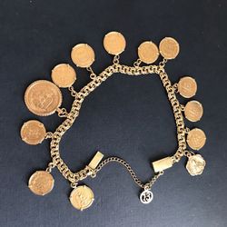 14 Kt Gold Chain & 22 Kt Mexican Gold Coin, 12 Coins