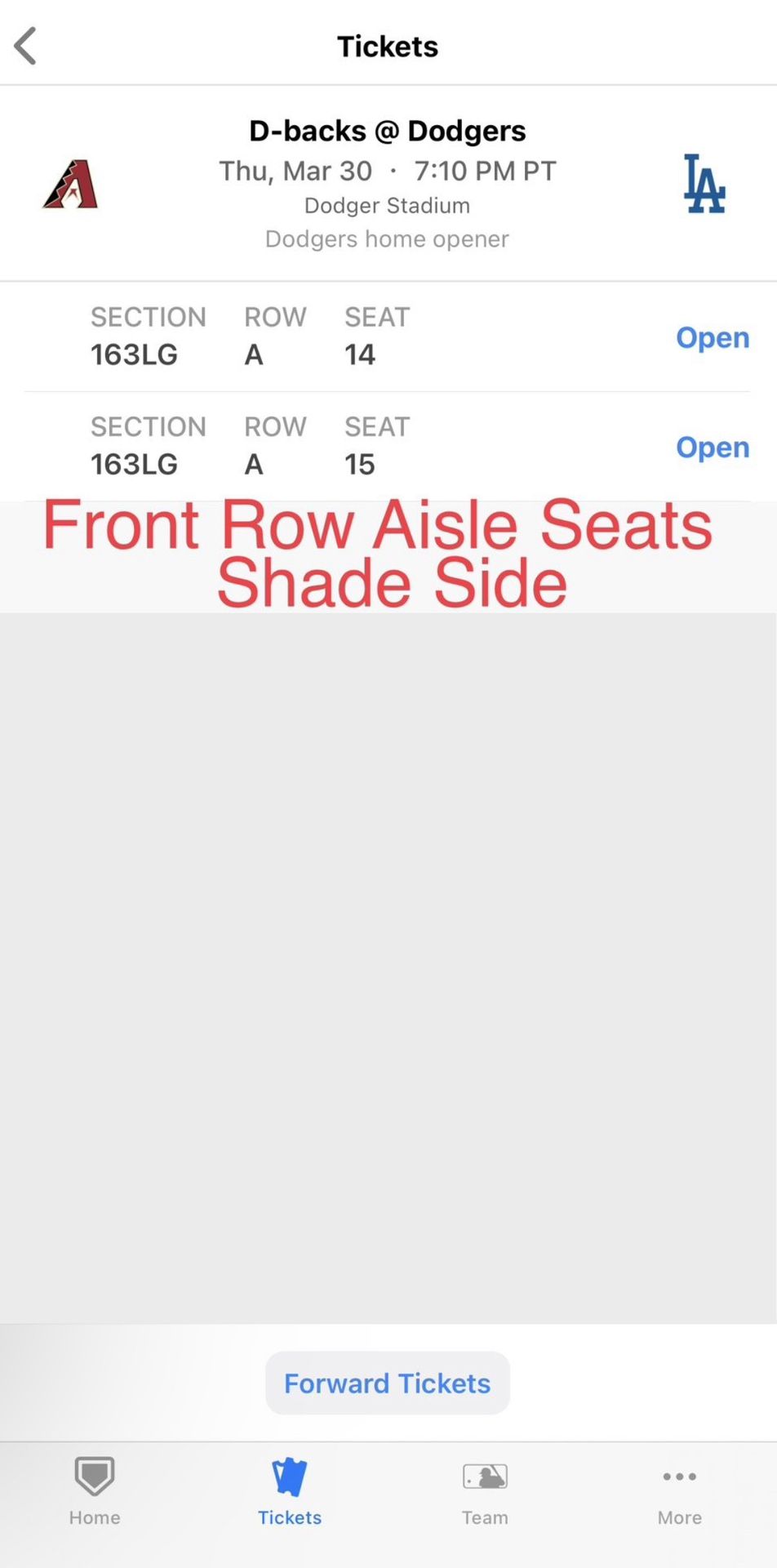 D-Backs Vs Dodgers 3/30 *OPENING DAY (Avoid 20% StubHub Fees)