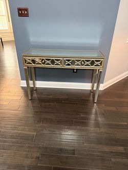 Mirrored Console Table with Gold Trim
