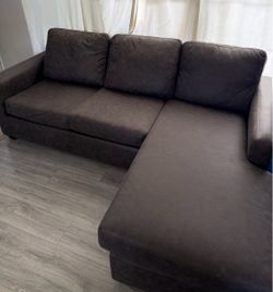 Dark Brown Sectional Sofa with Chaise