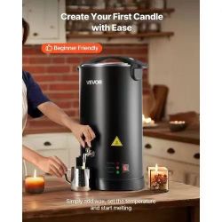 634&Wax Melter for Candle Making, 15.9 Qts, Fast and Even Heating, with Easy Pour Spout and Temperature Control, Hourglass Base for Non-Stick Smooth F