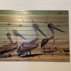 Wooden Art Pelicans
