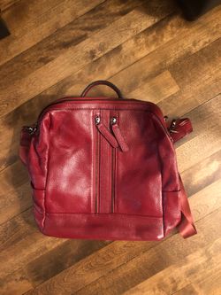 Red leather backpack