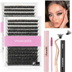 New In Box Lash Extensions Kit C D Curl 9-16MM 60p 280Pcs Diy Clusters Bond and Seal Waterproof, Cluster Lash Remover(60p)