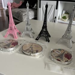 4 Paris Eiffel Towers And 3 Paris Eiffel Tower Pocket Mirrors All For $18