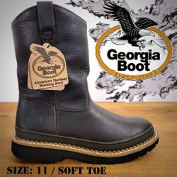 New GEORGIA BOOT Georgia Giant Soft Toe Pull-on Wellington Work Boots Botas Size: 11
