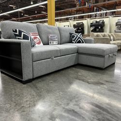 4-Piece Convertible Sectional.   Sleeper Sofa W/Fold-Down Table, Chaise Storage, Wireless Charging & Built-in Shelf.  Bonita  Seccional Sofa Cama 