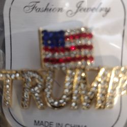 American Trump's Crystal Flag Brooches