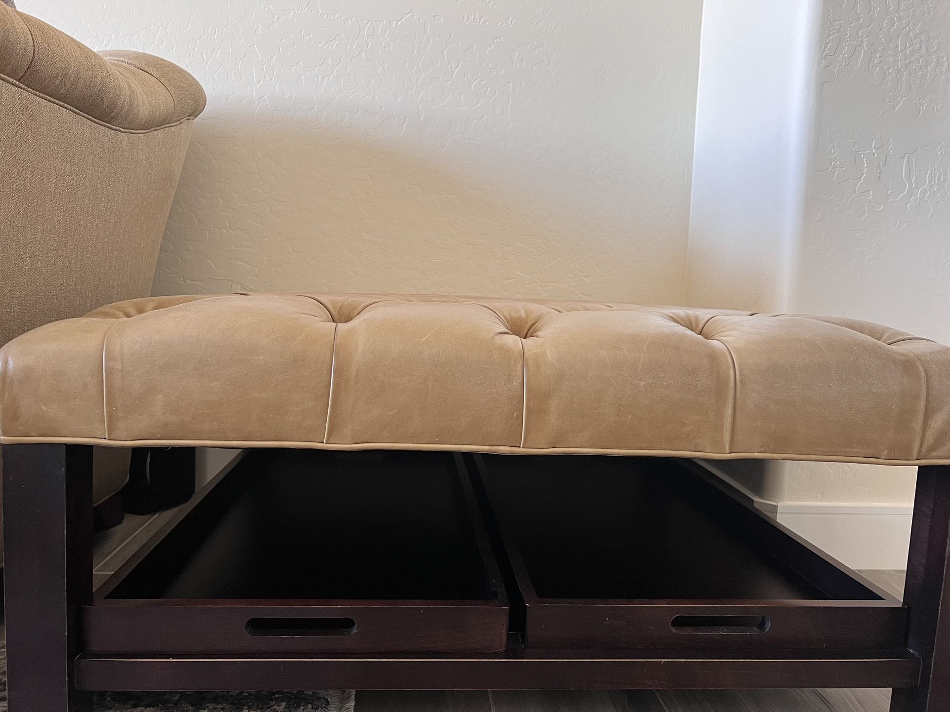 Leather Tufted Ottoman