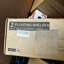 2 White Wood Floating Shelves