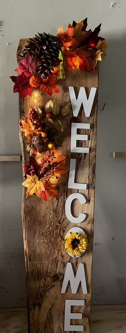 Hand Crafted Wood Fall Welcome Sign