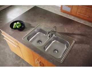 ONLY $55: Dayton D233214 Equal Double Bowl Top Mount Stainless Steel Sink: 33 In. x 21 In. x 6.5 In