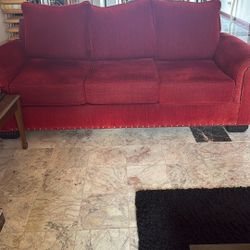 Red Couch, Love Seat and foot Bench