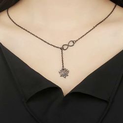 ONE LEFT Beautiful NEW Lotus And Infinity Charm Necklace