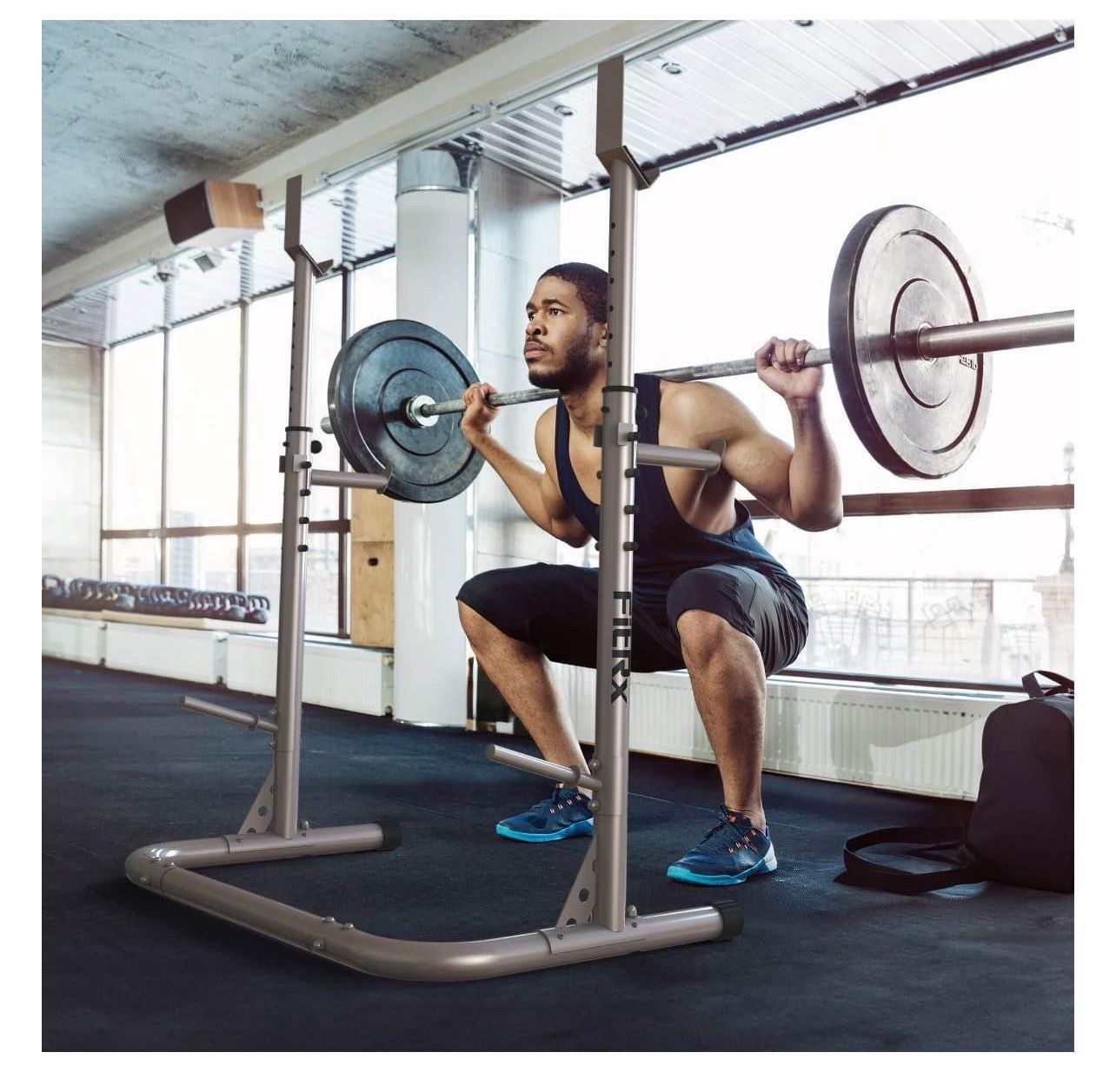 Squat Rack, Adjustable Universal Squat Rack for Home Gym, Bench Press Weight Rack, 390lbs. Weight Limit, New In Box