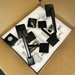 Double Door Entry Lock Set Contemporary Modern Black High End Security 