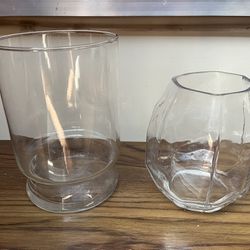 2 cute glass vases / hurricane candle holders / bowls