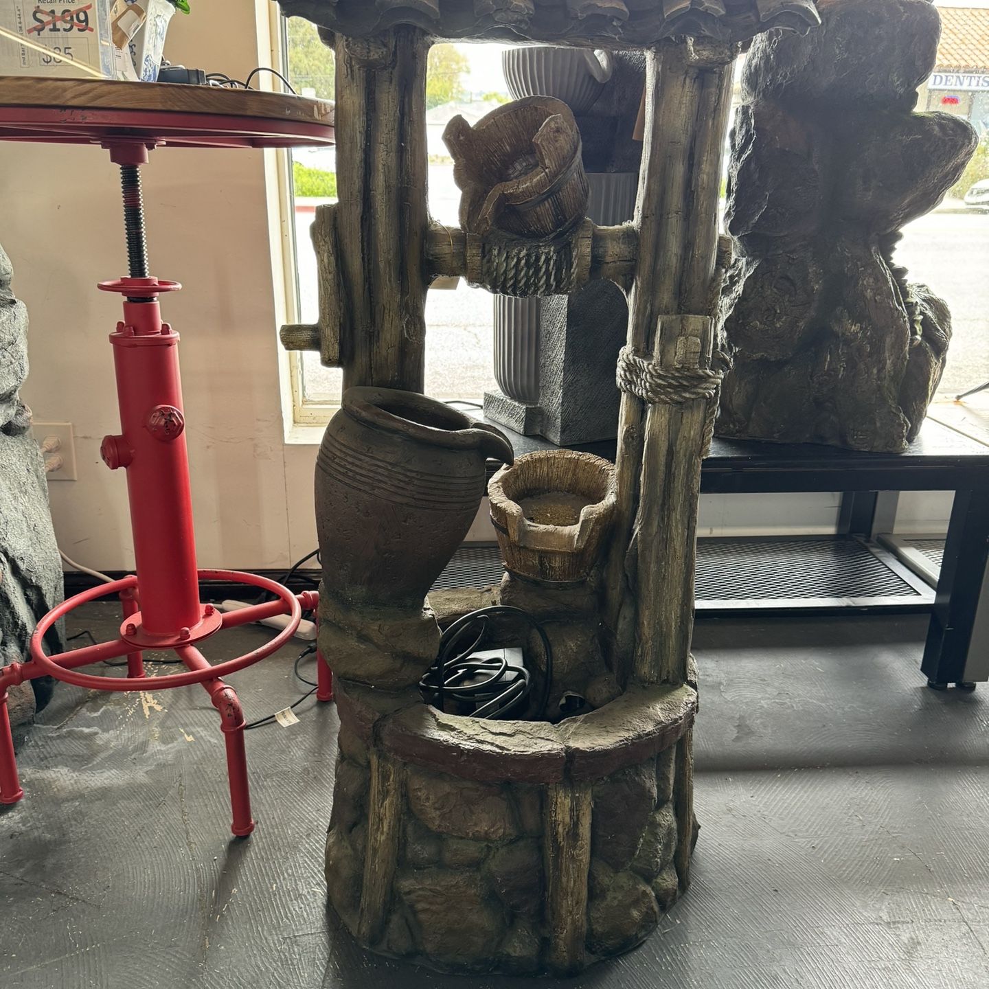 48” Tall Outdoor Water Well Fountain with 4 Tiering Bucket