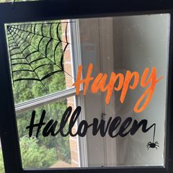 Framed Glass Happy Halloween Sign