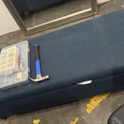 **FREE** Upholstered Storage Bench / Ottoman – Navy Blue