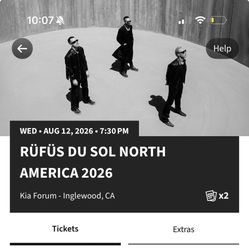 Rufus Du Sol 2 Floor Seats Wednesday august 12 Kia Forum