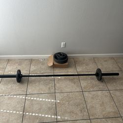 6ft Barbell 95 Lbs Of Weight Bar Weighs 35lbs