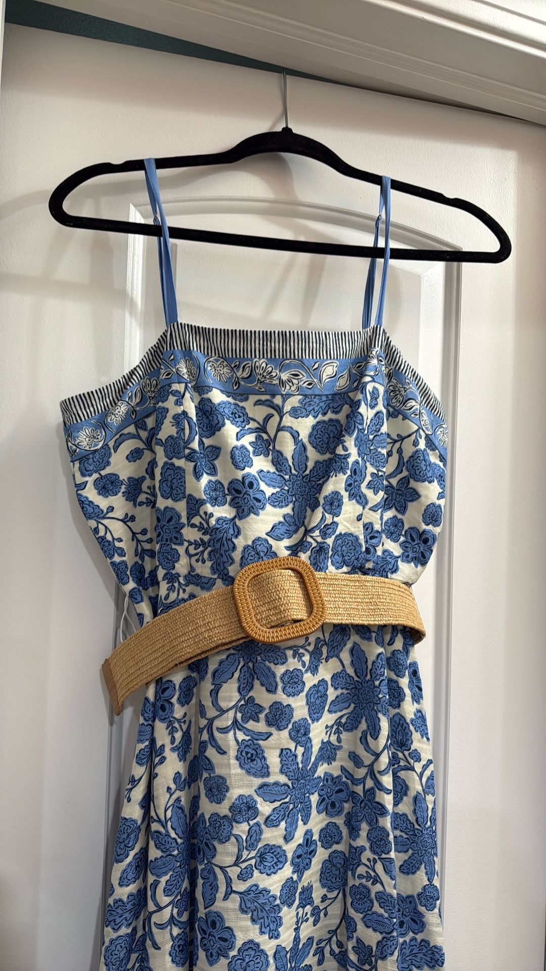 Blue & White Floral Print Cami Dress – Boho Summer Style