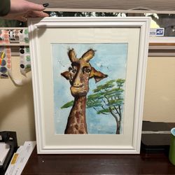 2014 Giraffe Artwork Framed Artist Susan Morgridge 
