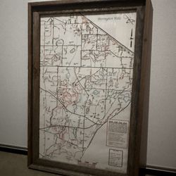  Framed Map of Bridle Paths of the Riding Club of Barrington Hills  