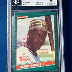 1986 Donruss Barry Bonds Rookie Baseball Card Graded Beckett 8
