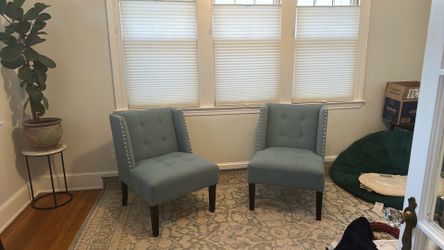 Set of blue sitting chairs