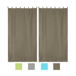 2-Pcs Outdoor Indoor Drapes Curtain Panel, Tab Top, 54Wx120L (Color Options) - Remodeling Needs