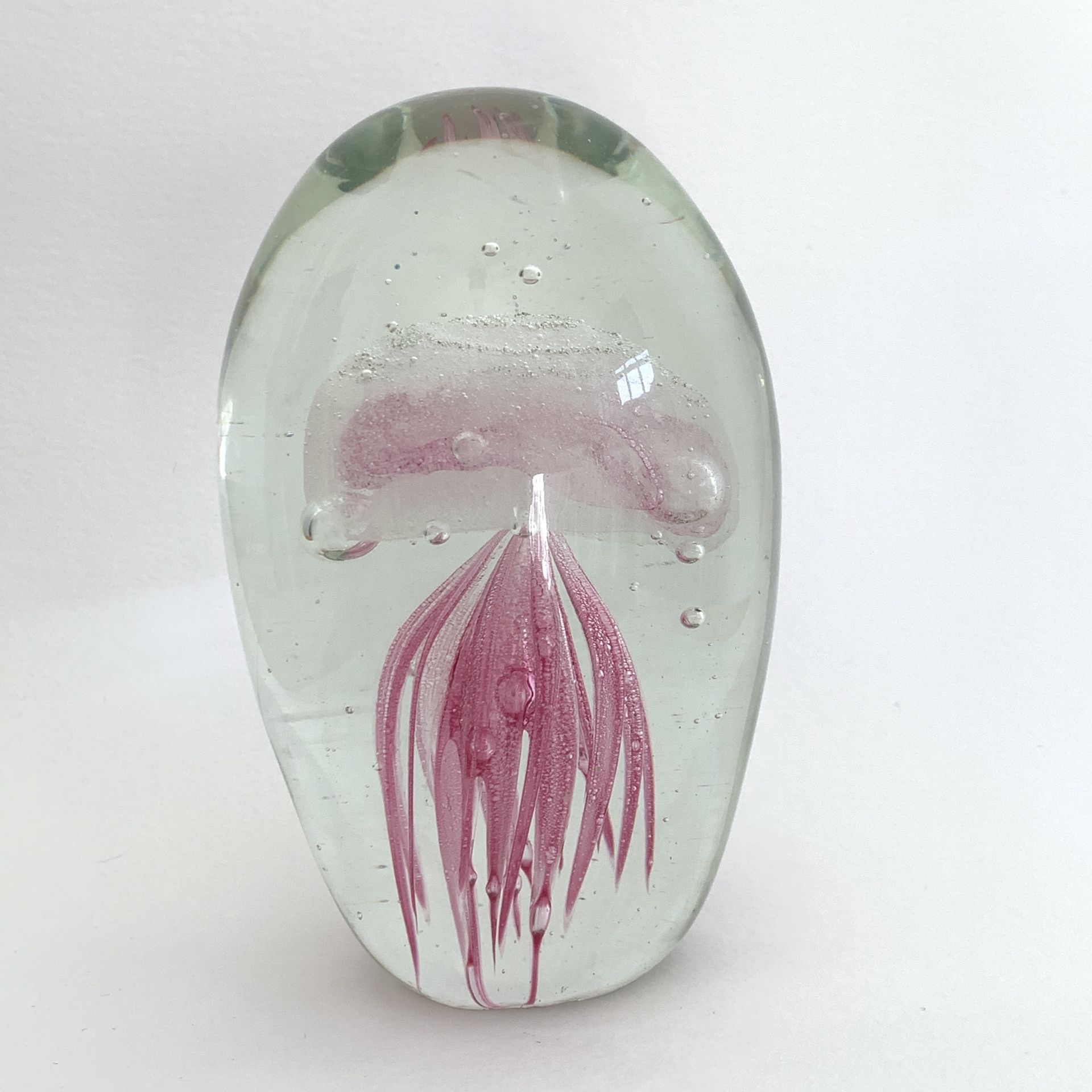 Glow In The Dark Jellyfish Art Glass Paperweight