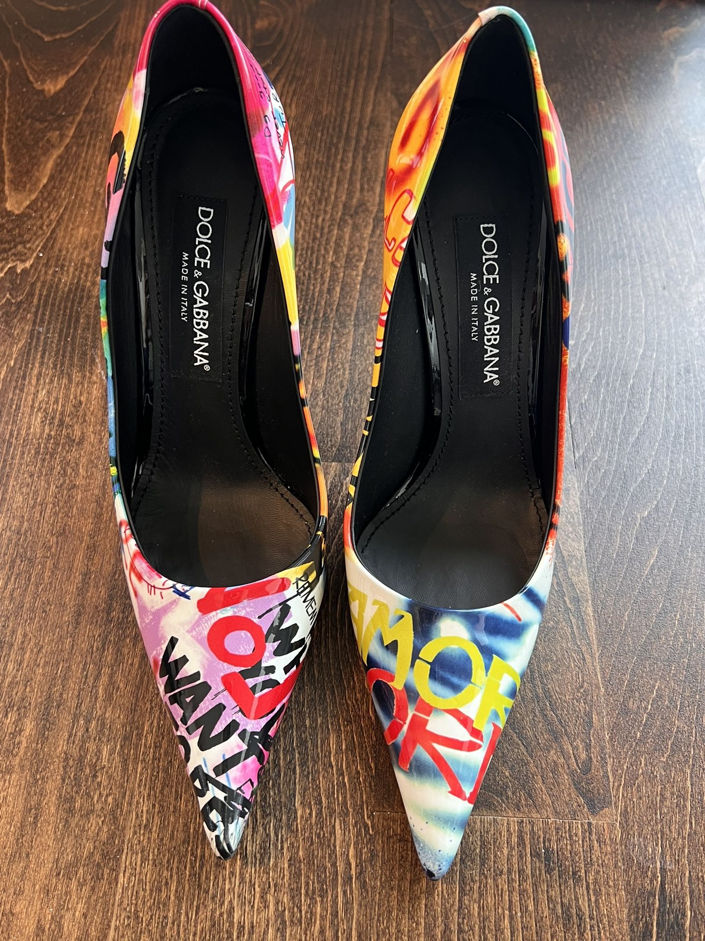 Dolce & Gabbana Graffiti Patent Leather Heels 