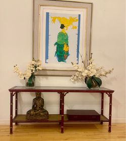Red console/sofa table w glass top