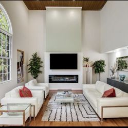 Sofa Set Original Leather, Glass Coffee Table Included $500