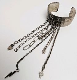 Vintage CHRISTIE MARTIN 925 Sterling Silver Tassel cuff bracelet  51.5g