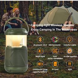 Portable Bluetooth Speakers LED Atmosphere Camping Lights Outdoor, IPX6 Waterproof Wireless Speaker 🔊 🎶 