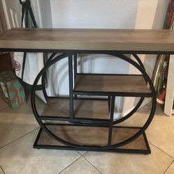 New 41.3" Console Table, Industrial 4-Tier Sofa Table Entryway Table with Circle Base