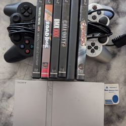 limited Edition Silver PS2 With Games Two Controllers PlayStation 2 3 4 5 